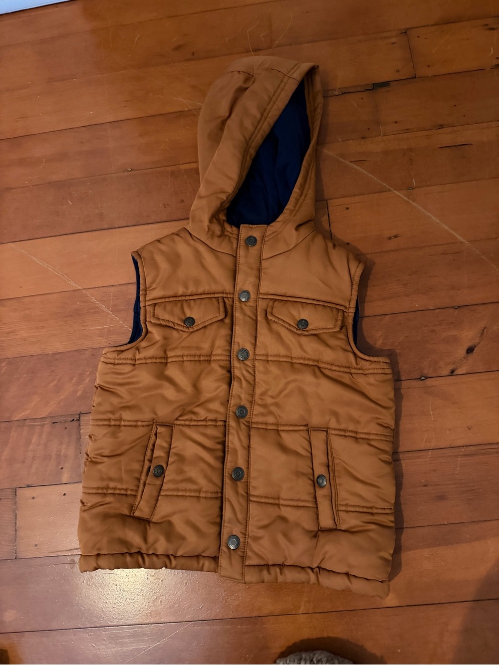 Janie and Jack Tan Hooded Puffer Vest